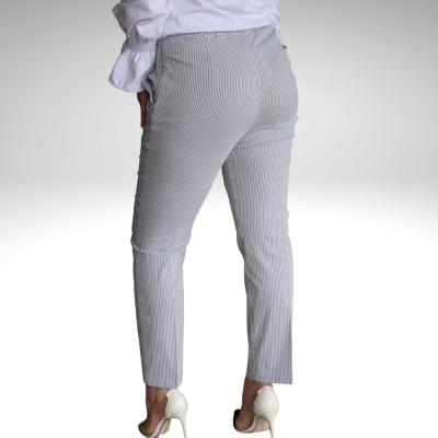 Calça riscas cinza Roberta Biagi