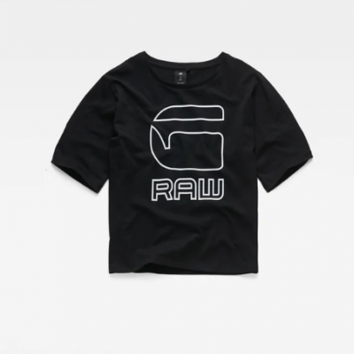 T-shirt preta logo branco G-Star Raw