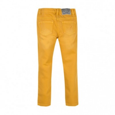 Calças de criança amarelas mostarda vistas de trás