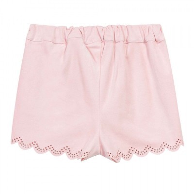 Calções cor-de-rosa com cós elástico e bainha decorativa