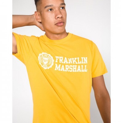 T-shirt amarela com estampa frontal Franklin & Marshall