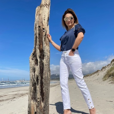 Miss You mulher calça de ganga branca