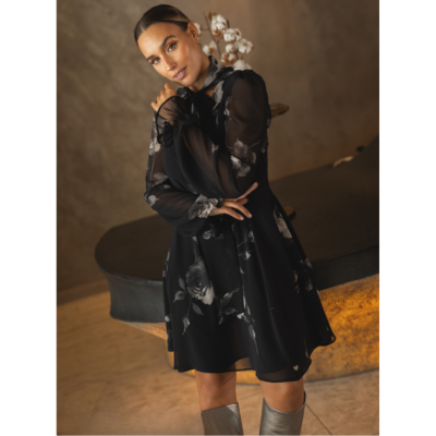 Vestido Preto Floral Miss You Vestido Preto Floral Miss You