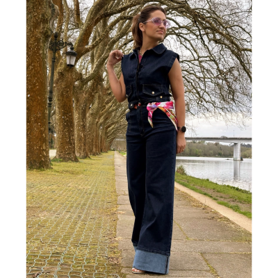 Pantalona de ganga feminina com dobra Miss You