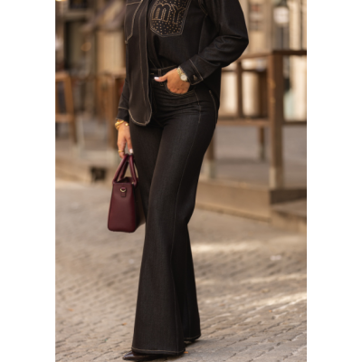 Conjunto em ganga preto Camisa e Calça Miss You