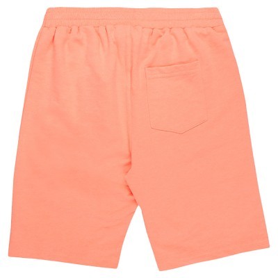 Calções de tecido laranja com bolso traseiro e cós elástico