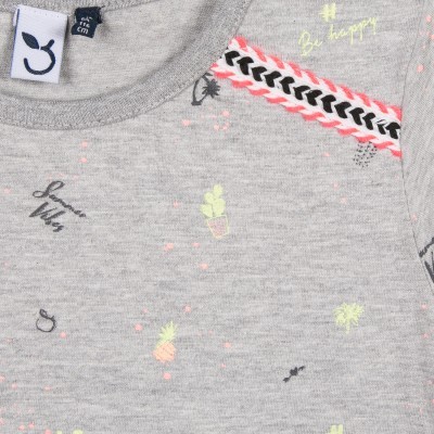 T-shirt cinza com estampa 3Pommes