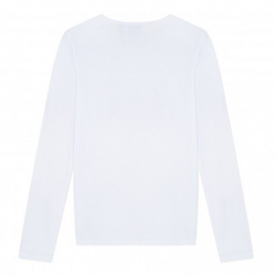 Camisola branca de manga comprida com gola redonda