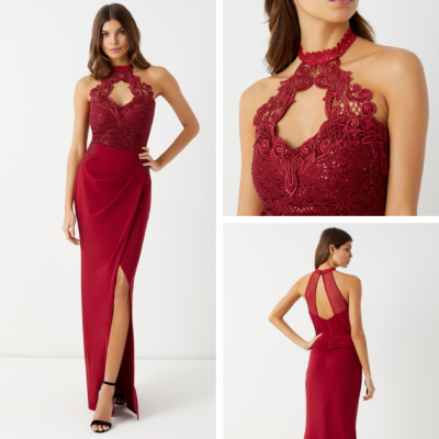 Vestido cerimonia vermelho comprido Lipsy London