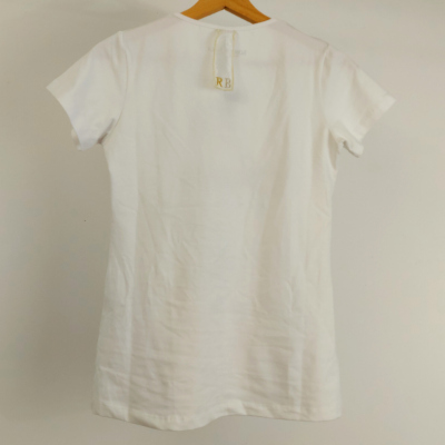 Roberta Biagi mulher Tshirt branca bordada