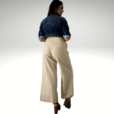 Calça larga amarela Roberta Biagi