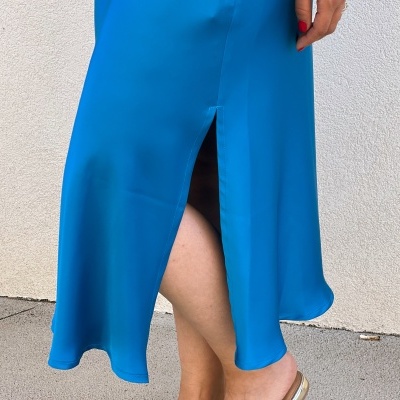 Saia mulher cetim azul Miss You 