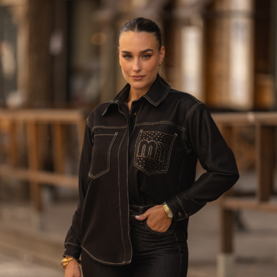 Camisa em ganga preta Miss You