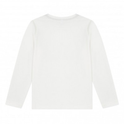 Camisola branca de manga comprida em tecido liso