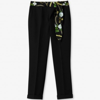 Calça preta com cinto estampado Liu Jo