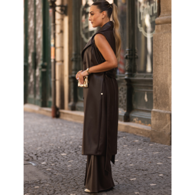 Colete Pele Sintética Castanho Miss You