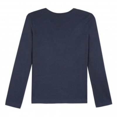 Camisola azul escuro de manga comprida