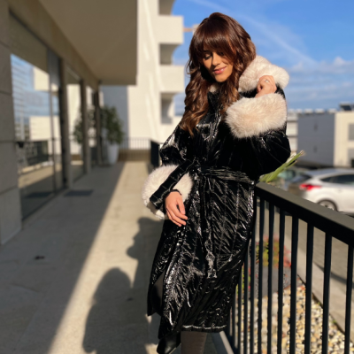 Kispo comprido feminino preto com pelo Miss You