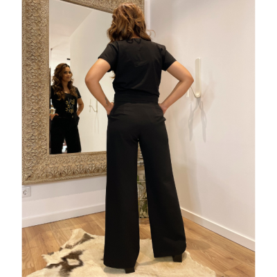 Calça larga clássica preta Miss You 