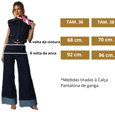Pantalona de ganga feminina com dobra Miss You