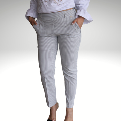 Calça riscas cinza Roberta Biagi