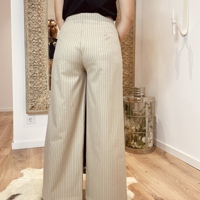 Calça bege riscas Miss You 