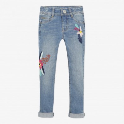 Jeans bordadas com maxi flores Catimini