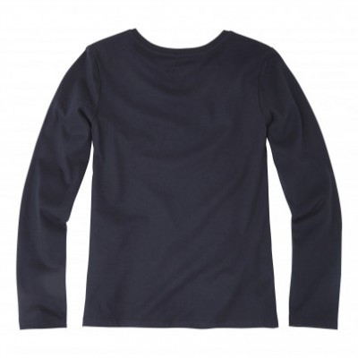 Camiseta azul escuro de manga comprida vista de costas