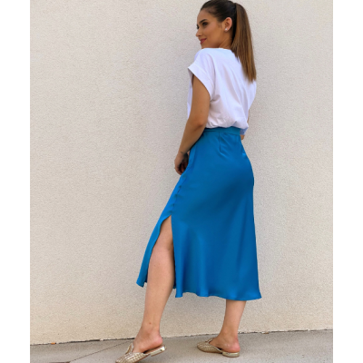 Saia mulher cetim azul Miss You 