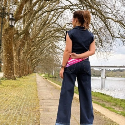 Pantalona de ganga feminina com dobra Miss You