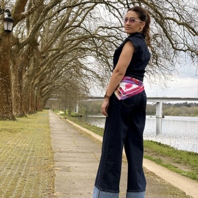 Pantalona de ganga feminina com dobra Miss You