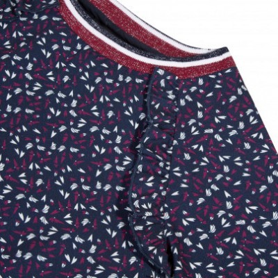Cueca boxer azul-marinho com padrão floral pequeno em branco e vermelho e cós elástico colorido