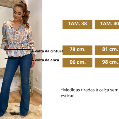 Calça de ganga feminina boca de sino Miss You