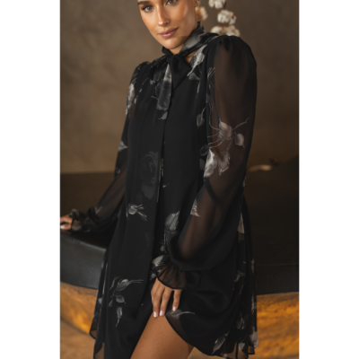 Vestido Preto Floral Miss You Vestido Preto Floral Miss You