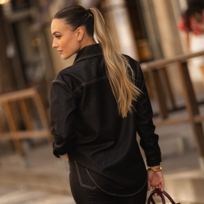 Camisa em ganga preta Miss You