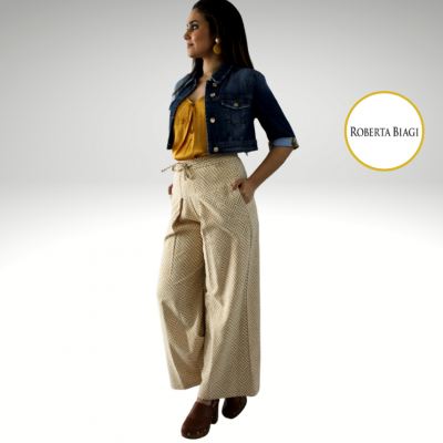 Calça larga amarela Roberta Biagi