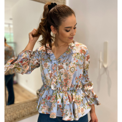 Blusa Mulher manga comprida estampada Roberta Biagi