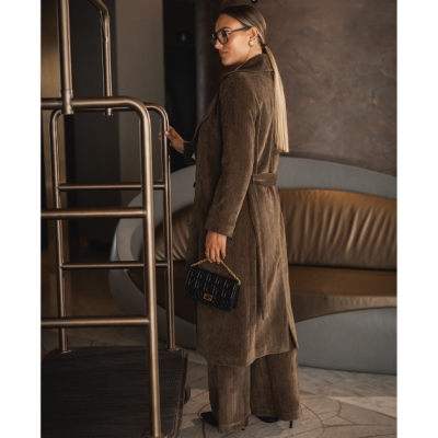 Casaco Comprido Castanho Aveludado Miss You