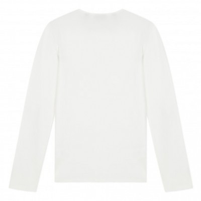 Camisola branca de manga comprida com textura lisa