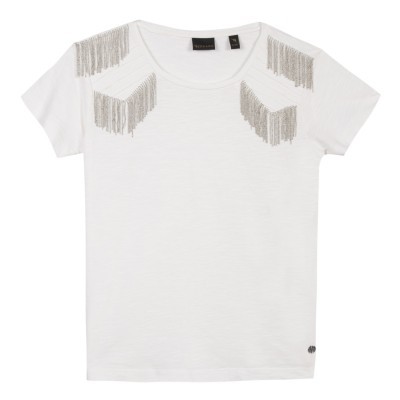 T-shirt branca com fios prata nos ombros Beckaro
