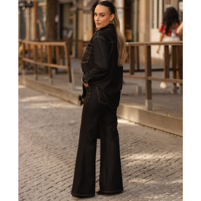 Camisa em ganga preta Miss You