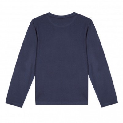 T-shirt manga comprida azul escuro vista das costas