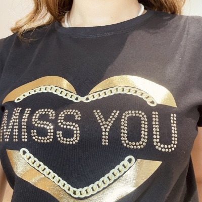 T-shirt preta Miss You 