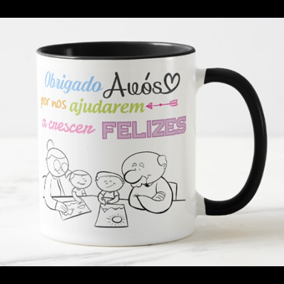 Caneca Personalizável "Obrigado Avós por nos ajudarem a crescer felizes"