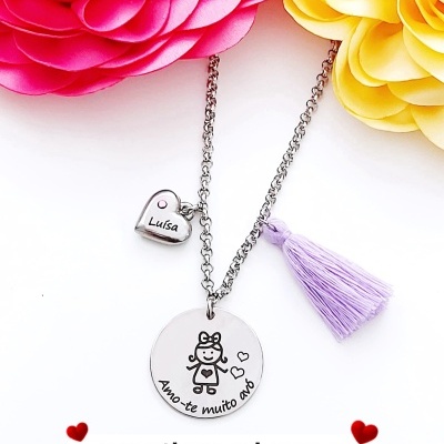 Colar em corrente  "Amo-te muito avó"