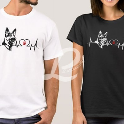 T-shirt Batimentos Cardiacos Pastor Alemão