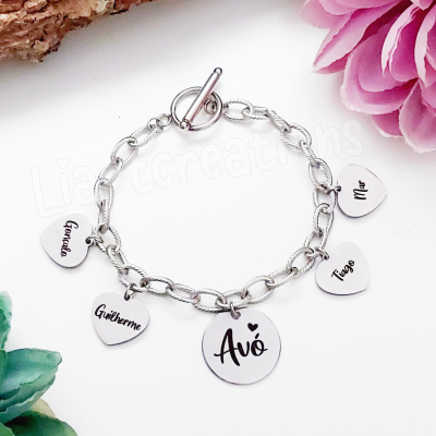 Pulseira em Aço Inoxidável "Avó"