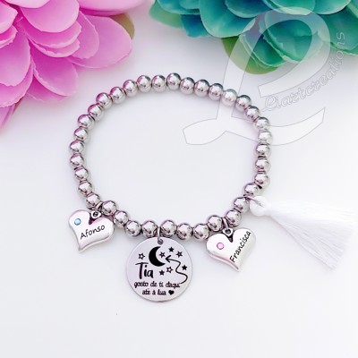 Pulseira Elástica "Tia gosto de ti daqui até à lua"