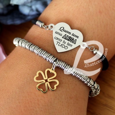 Pulseira em cordão ajustável "Quem tem uma AMIGA como tu tem TUDO"