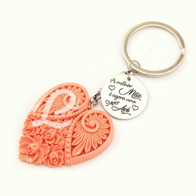 Porta-Chaves Coração + Medalha Personalizada "A melhor mãe é agora uma super avó"